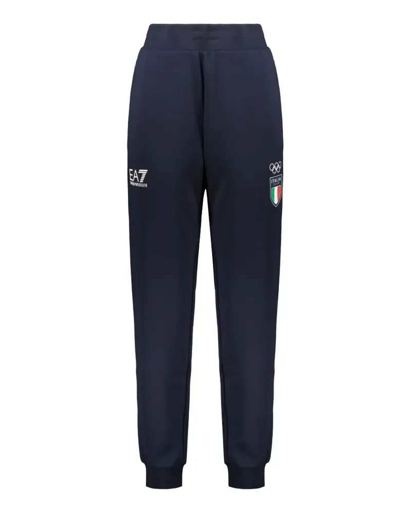 EA7 Italia Team logo-print track pants - Blau Blau