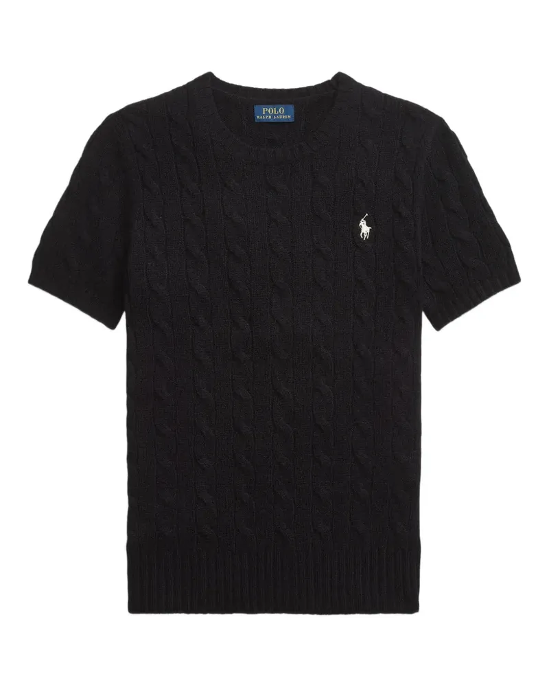 Ralph Lauren T-Shirt mit Zopfmuster-Logo - Schwarz Schwarz
