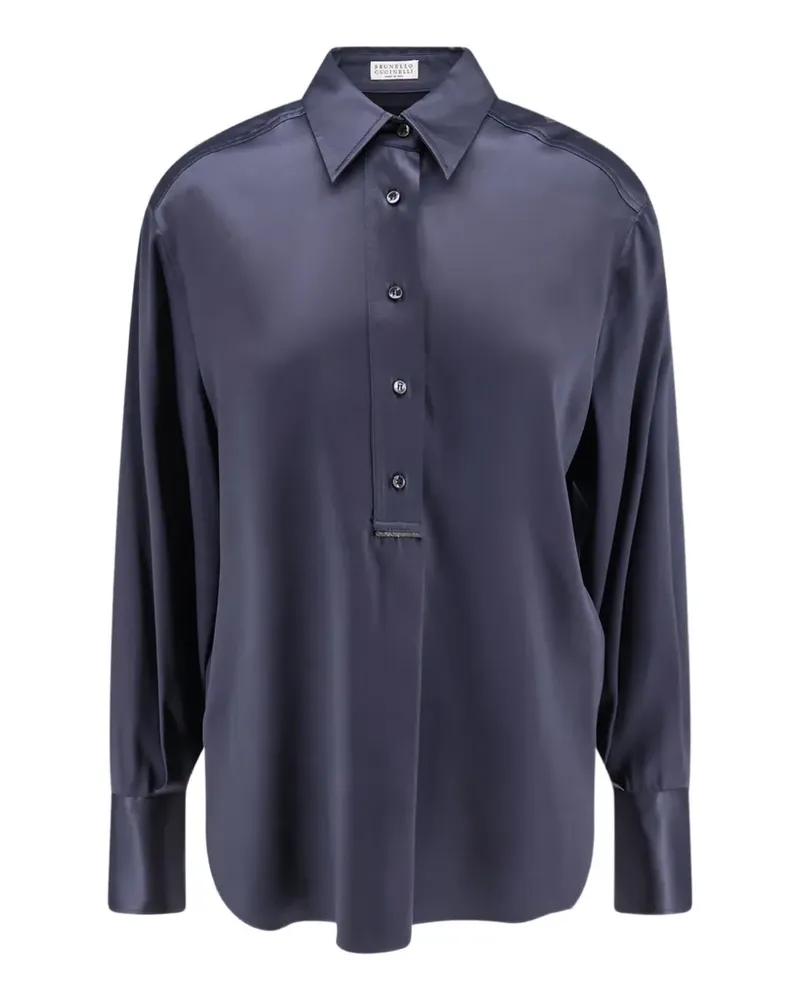 Brunello Cucinelli Monili-chain long-sleeved shirt - Blau Blau