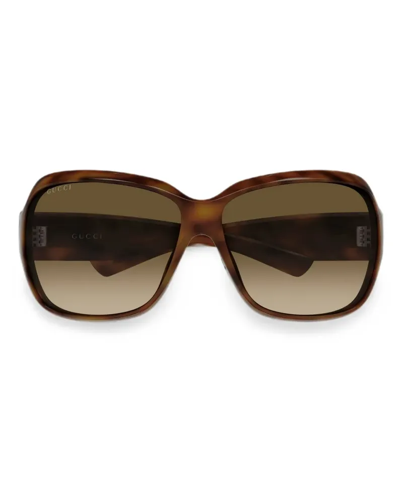 Gucci Geometrische Sonnenbrille in Schildpattoptik - Braun Braun