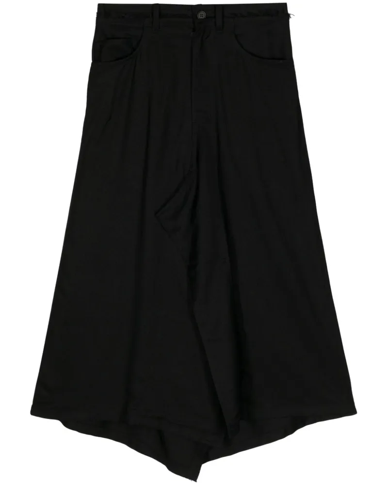 Yohji Yamamoto Asymmetrischer Midirock - Schwarz Schwarz