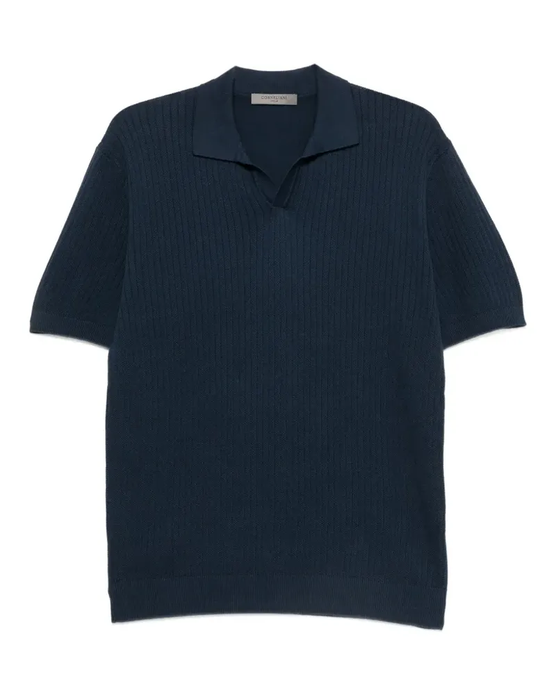 Corneliani T-Shirt aus geripptem Strick - Blau Blau