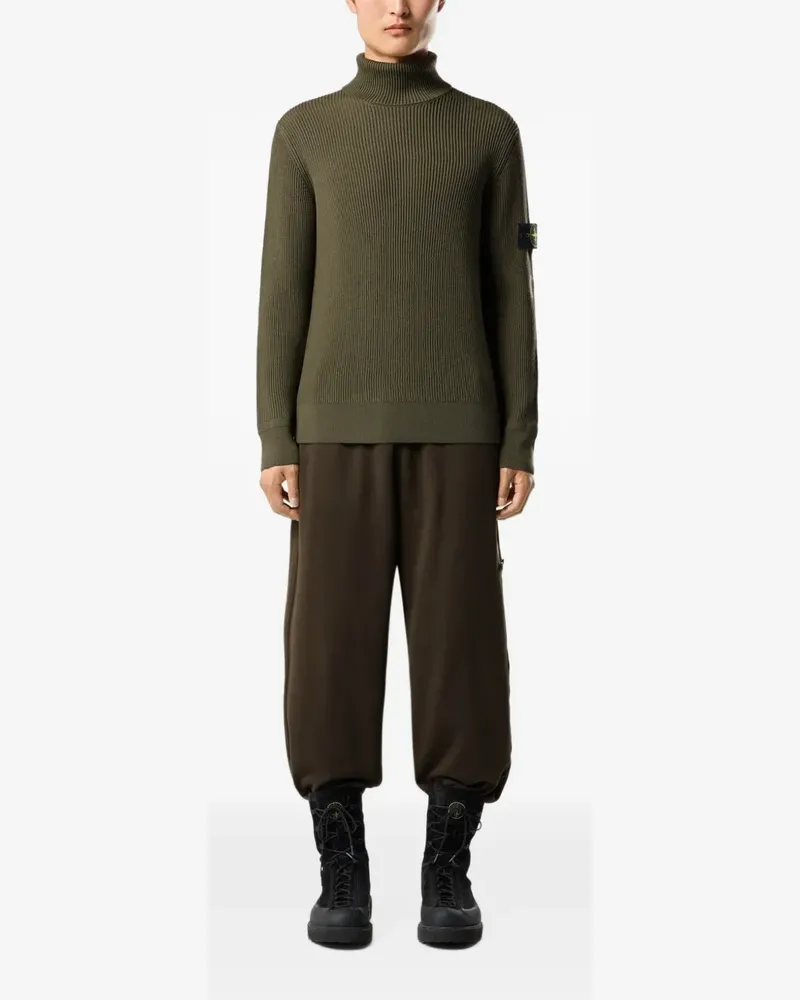 Stone Island Gerippter Rollkragenpullover - Grün Grün