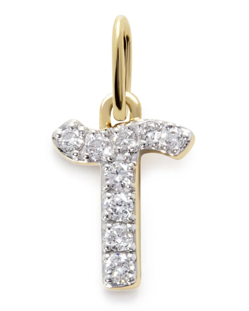 Monica Vinader 14kt Initial T Gelbgoldanhänger mit Diamant Gold