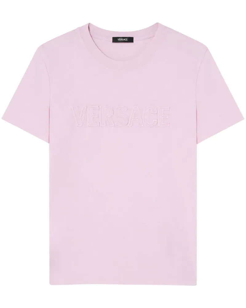 Versace T-Shirt mit Logo-Stickerei - Rosa Rosa