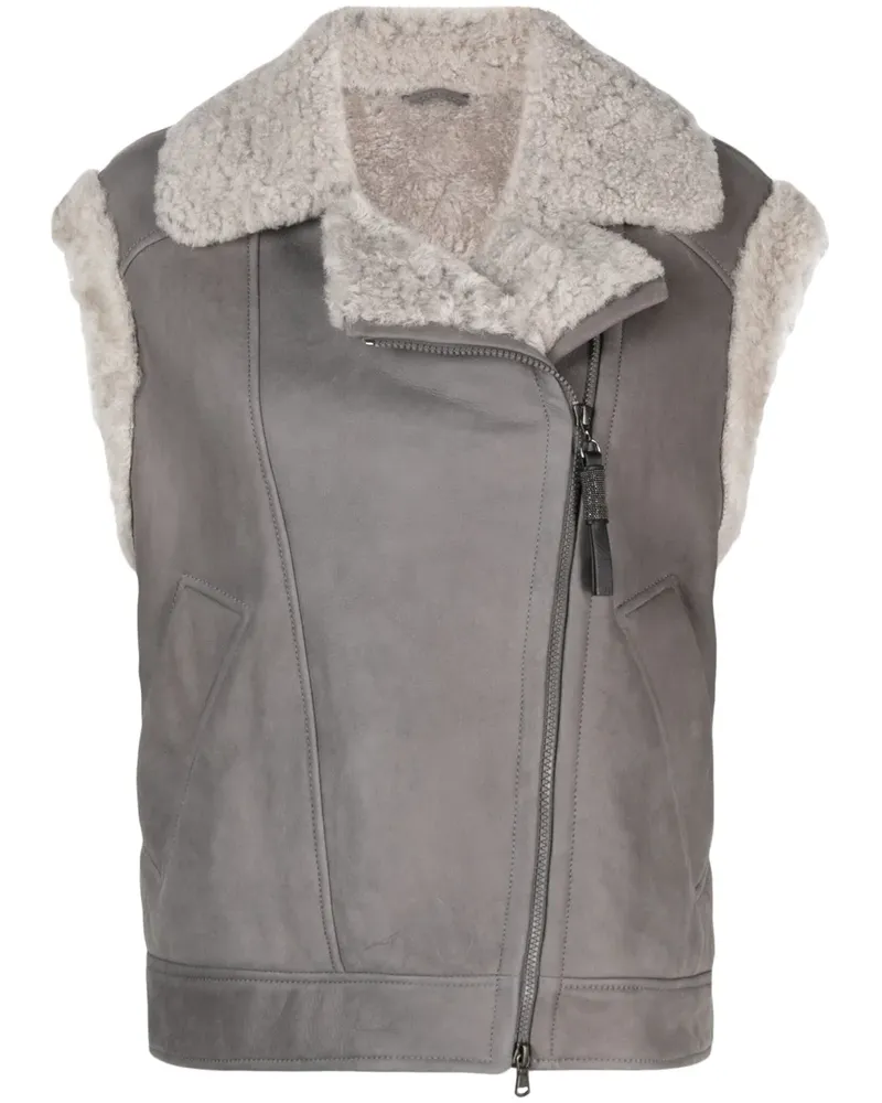 Brunello Cucinelli Jacke mit Shearling-Besatz - Grau Grau