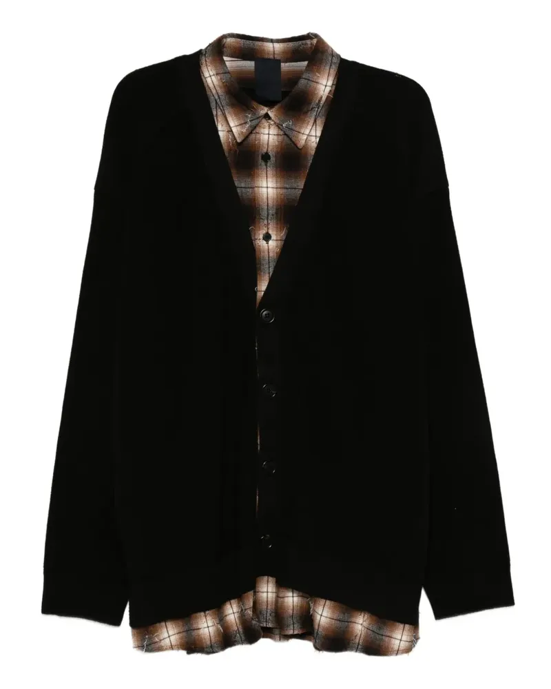 JUUN.J Geknöpfter Cardigan im Layering-Look - Schwarz Schwarz