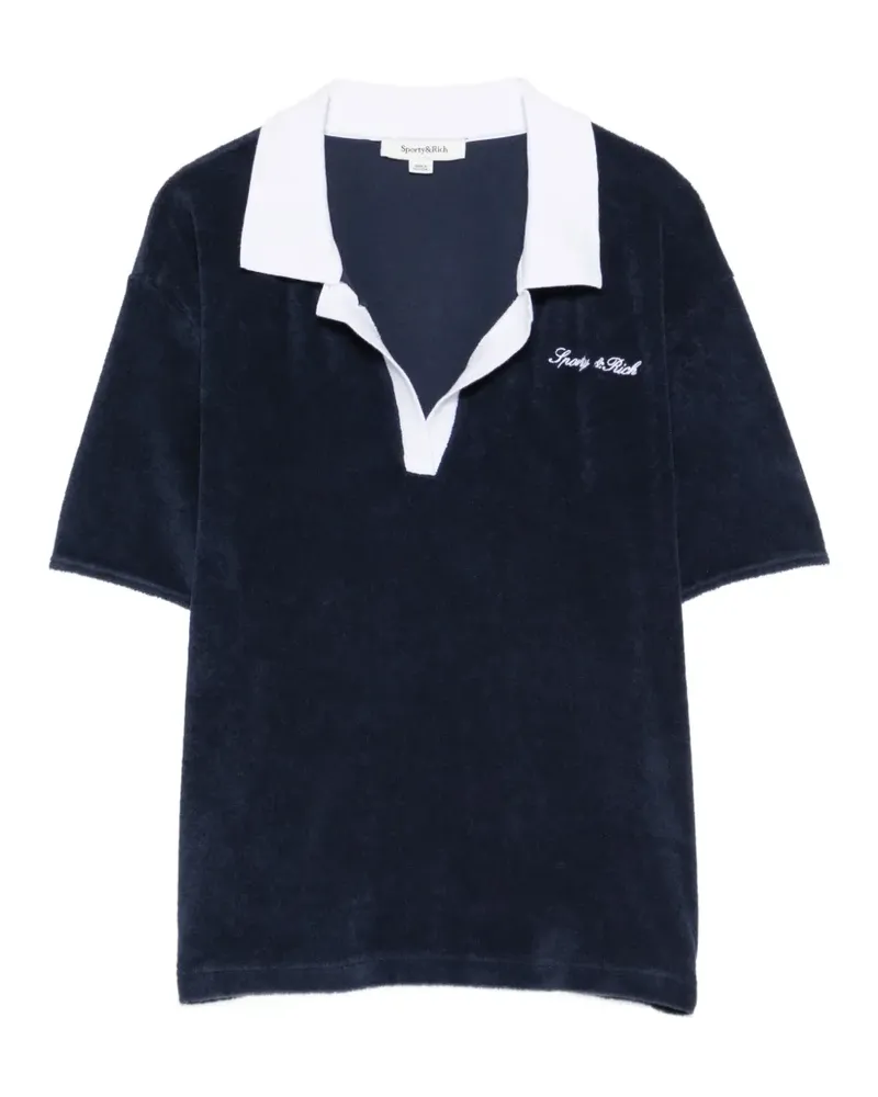 SPORTY & RICH Frottee-Oberteil mit Logo - Blau Blau