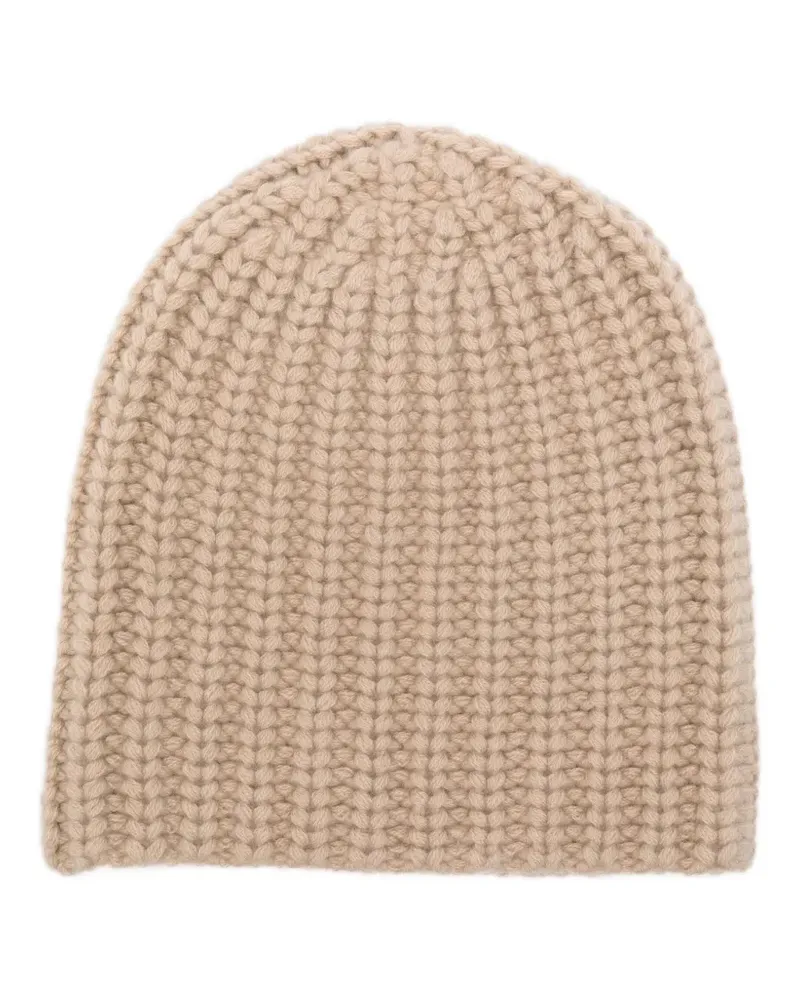 Liska Gerippte Beanie aus Kaschmir - Nude Nude