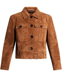 Tom Ford Cropped-Jacke aus Wildleder Braun