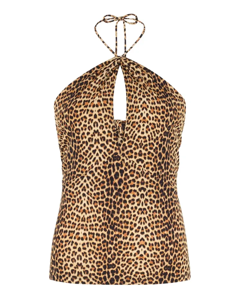 Roberto Cavalli halterneck animal-print top - Braun Braun