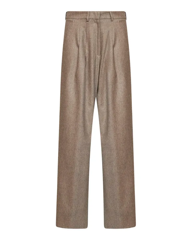PT TORINO Frankie pleated-waistband wide-leg tailored trousers - Nude Nude