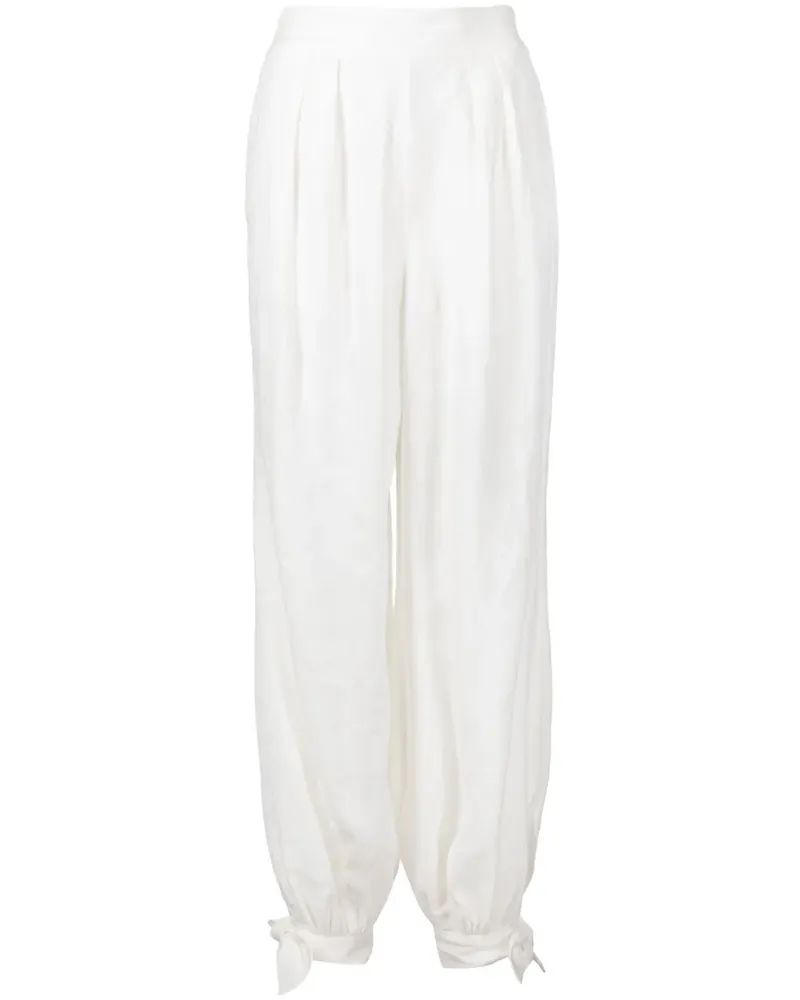 Zimmermann Leinenhose mit weitem Bein - Weiß Weiß