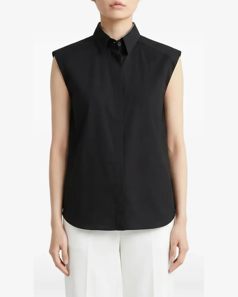 Brunello Cucinelli beaded-collar sleeveless shirt - Schwarz Schwarz