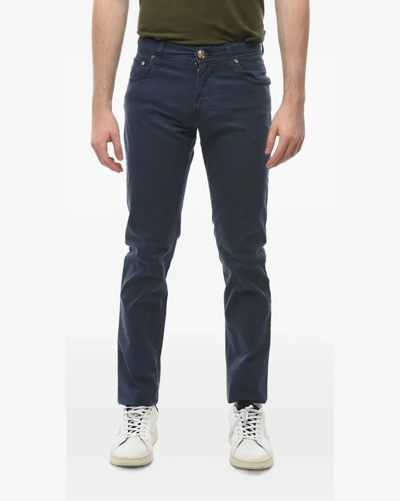 Corneliani logo-patch straight-leg jeans - Blau Blau