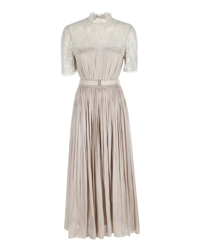 NISSA lace-panelled sequin-embellished midi dress - Nude Nude