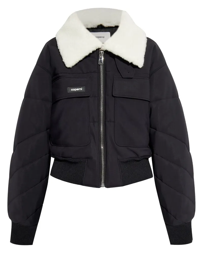 COPERNI Gesteppte Jacke aus Faux Shearling mit Logo-Patch - Schwarz Schwarz