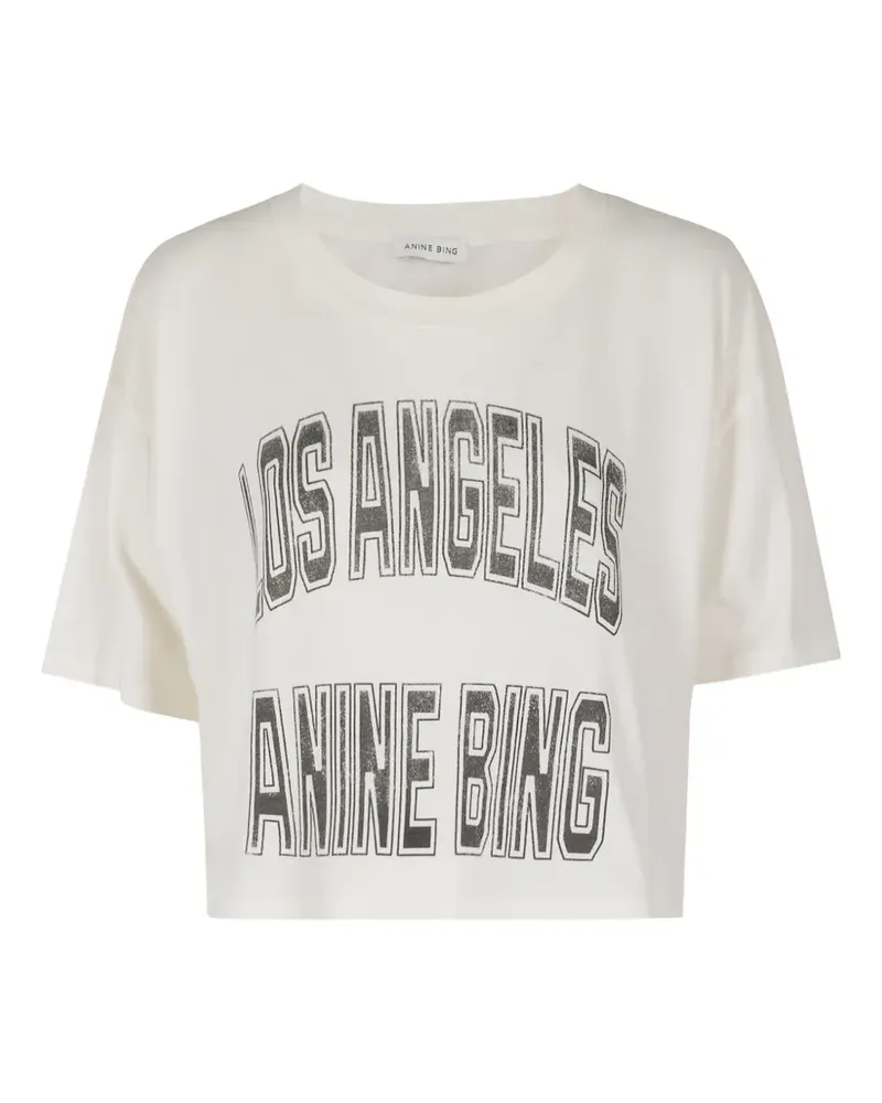 Anine Bing Johnny cropped T-shirt - Nude Nude