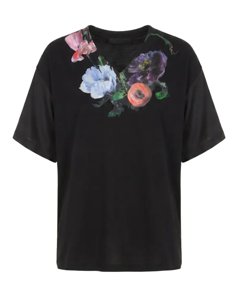 Maison Margiela T-Shirt mit Blumenprint - Schwarz Schwarz