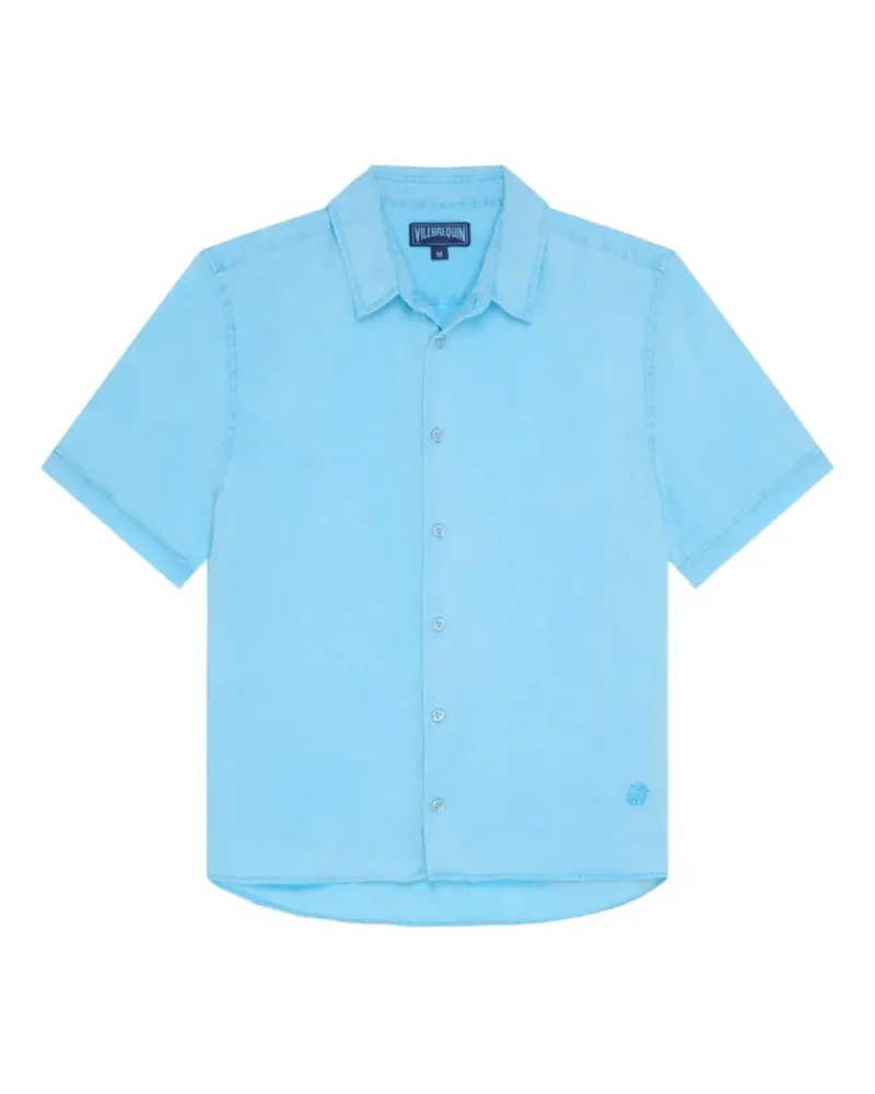 Vilebrequin Kurzärmeliges Hemd mit Schildkröten-Stickerei - Blau Blau
