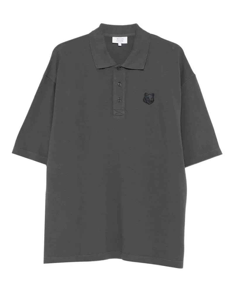 Kitsuné Poloshirt mit Fuchskopf-Stickerei - Grau Grau