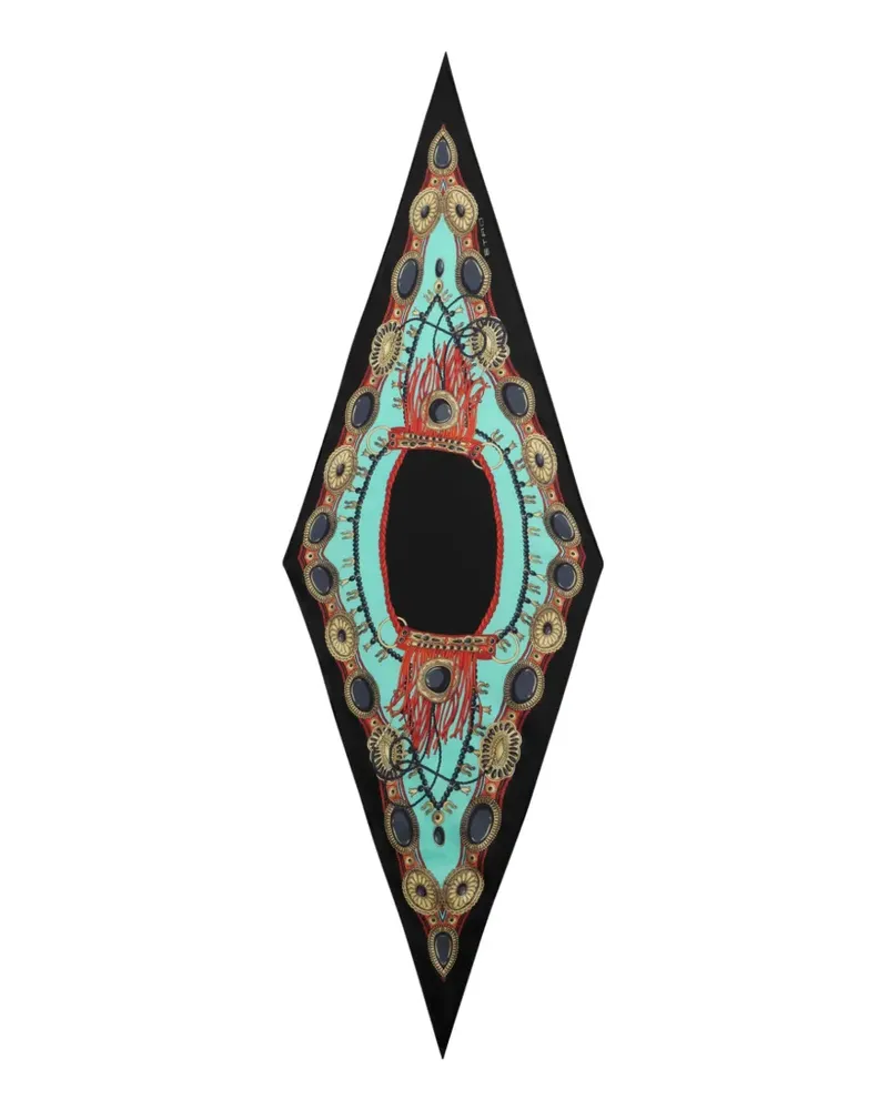 Etro Seidenschal in Rautenform mit Schmuckmotiv - Blau Blau
