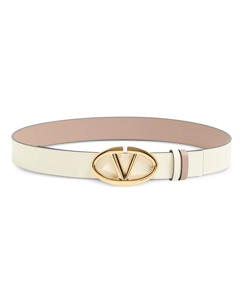 Valentino Garavani VLogo The Bold Edition reversible calfskin belt, 30mm - Weiß Weiß