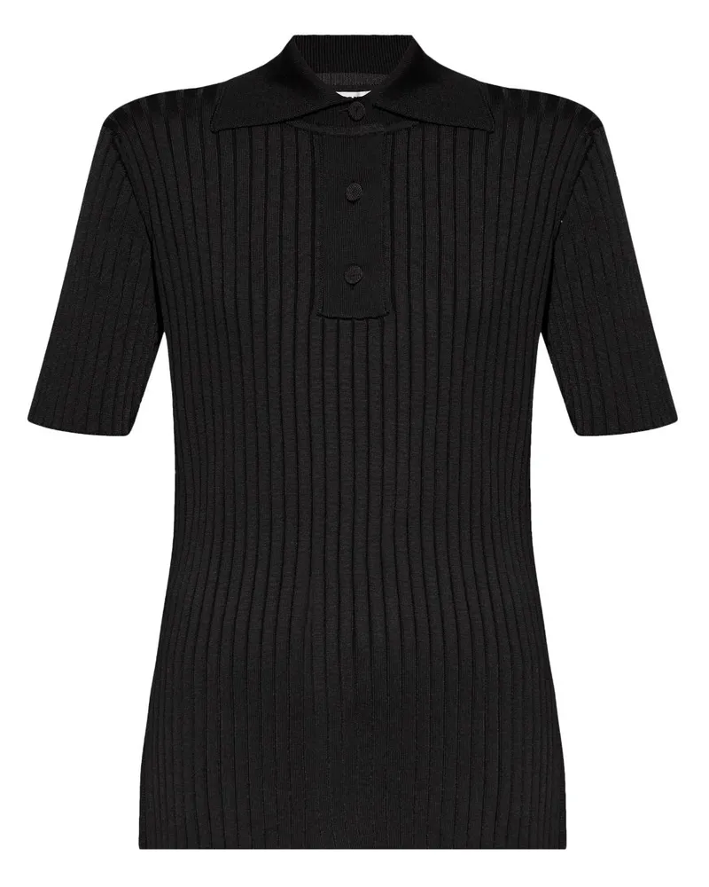 Jil Sander Geripptes Poloshirt - Schwarz Schwarz