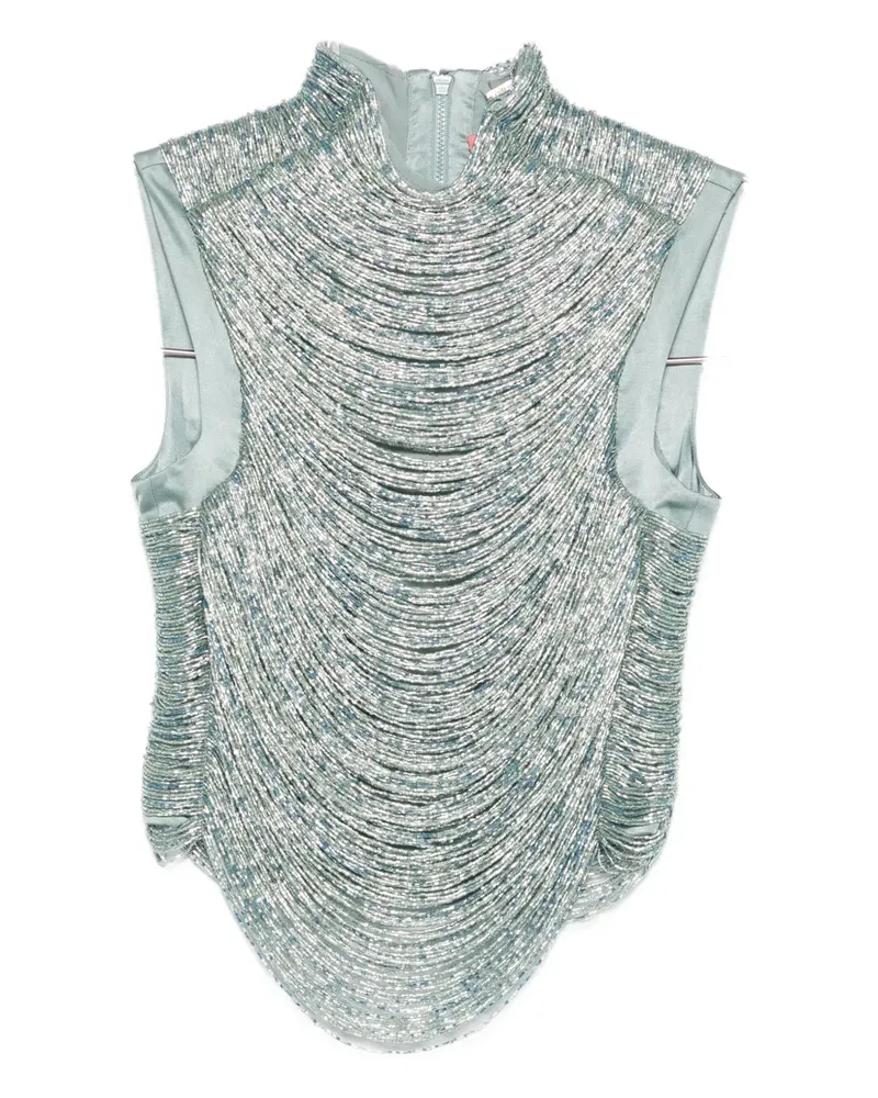 Cult Gaia Taraji beaded high-neck top - Blau Blau