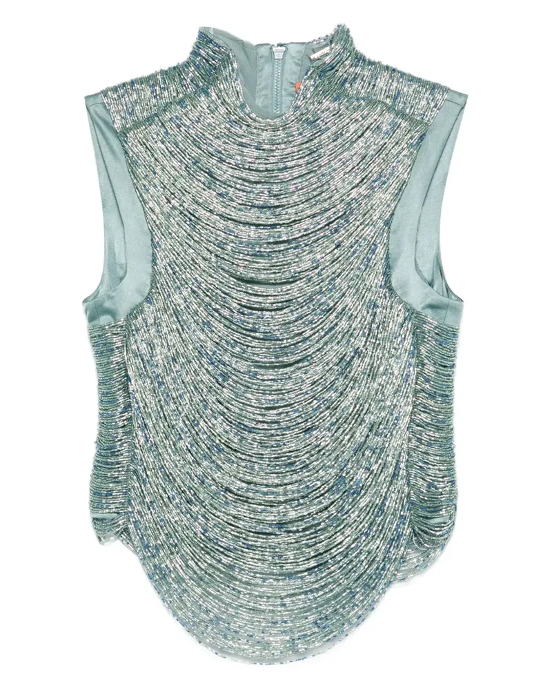 Cult Gaia Taraji beaded high-neck top - Blau Blau