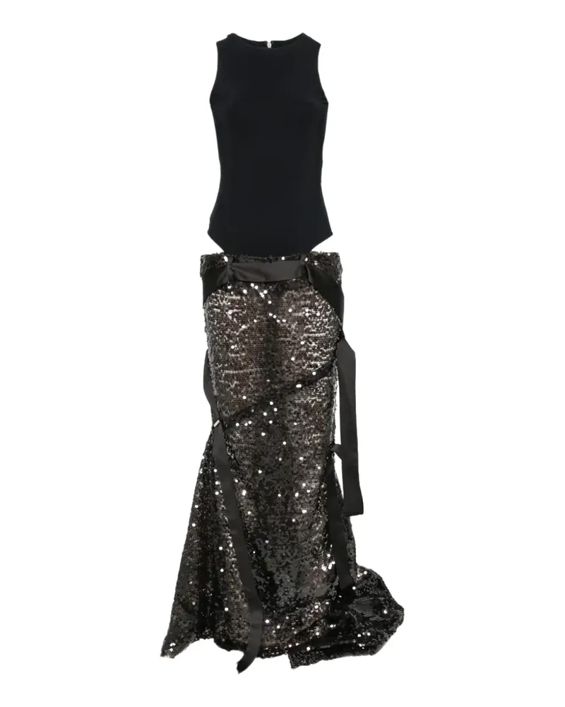 ATTICO Superattico Maxikleid mit Pailletten - Schwarz Schwarz