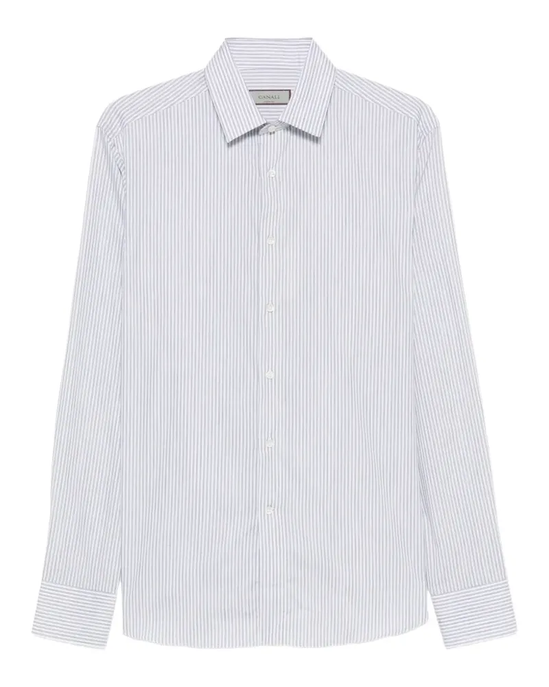Canali striped long-sleeve shirt - Weiß Weiß