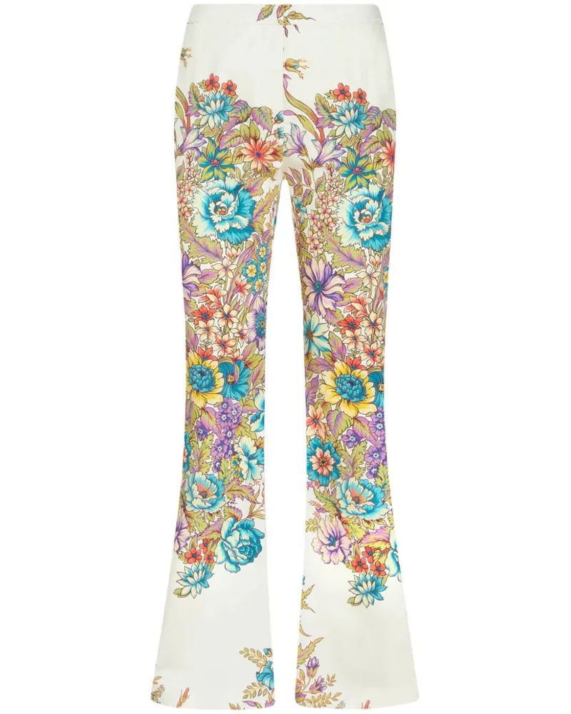Etro Schlaghose mit Blumen-Print - Weiß Weiß