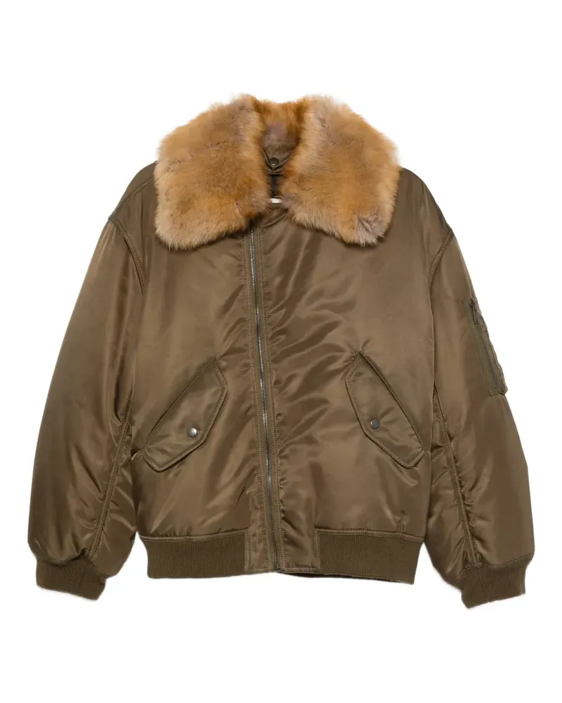 Saint Laurent fur-collar puffer jacket - Grün Grün