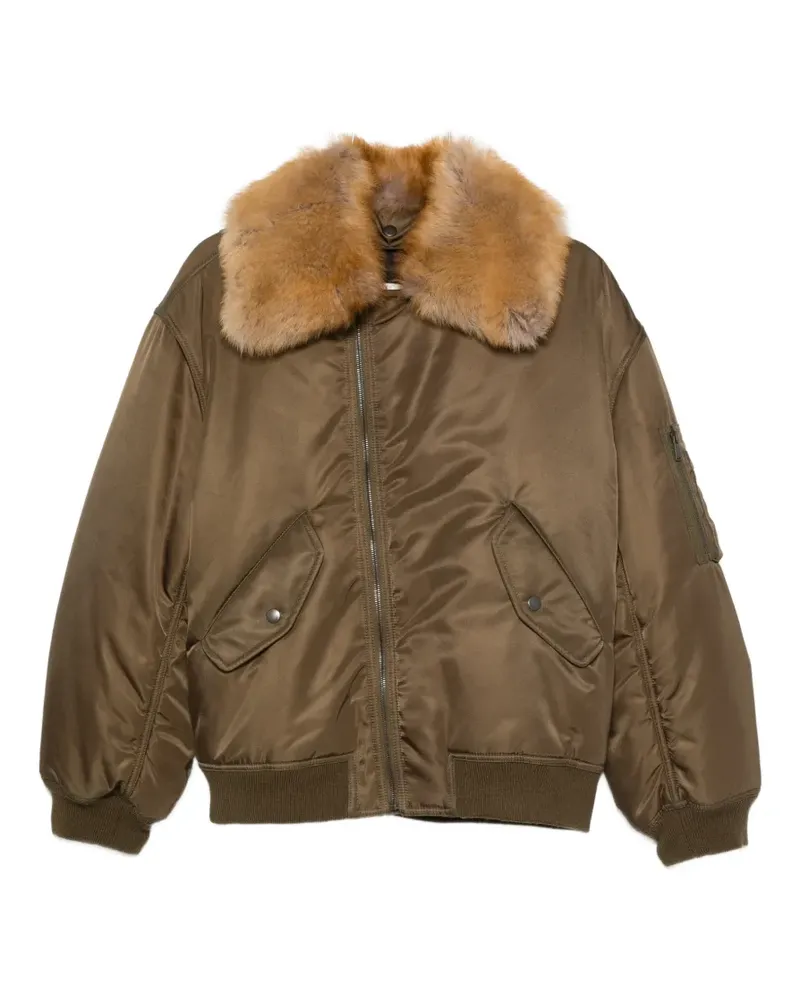 Saint Laurent fur-collar puffer jacket - Grün Grün