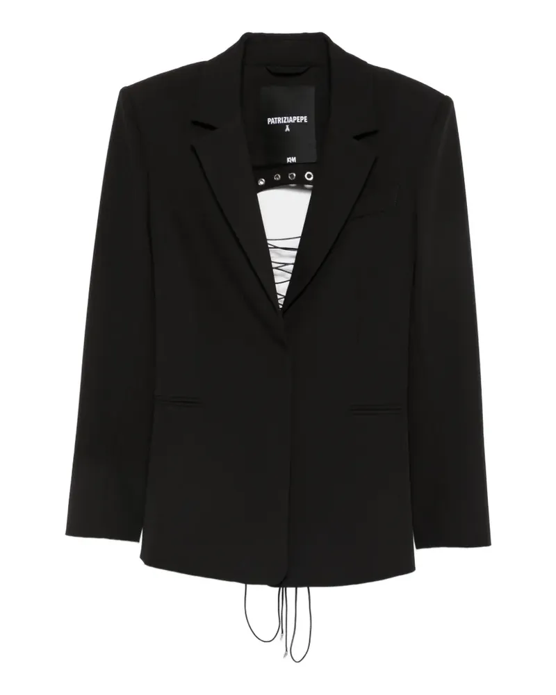 Patrizia Pepe Strukturierter Blazer mit Schnürung - Schwarz Schwarz