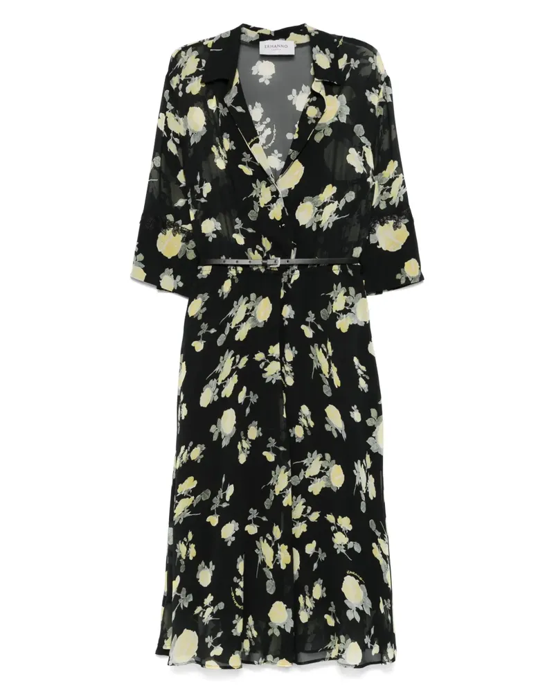 Ermanno Scervino Kleid mit Blumen-Print - Schwarz Schwarz