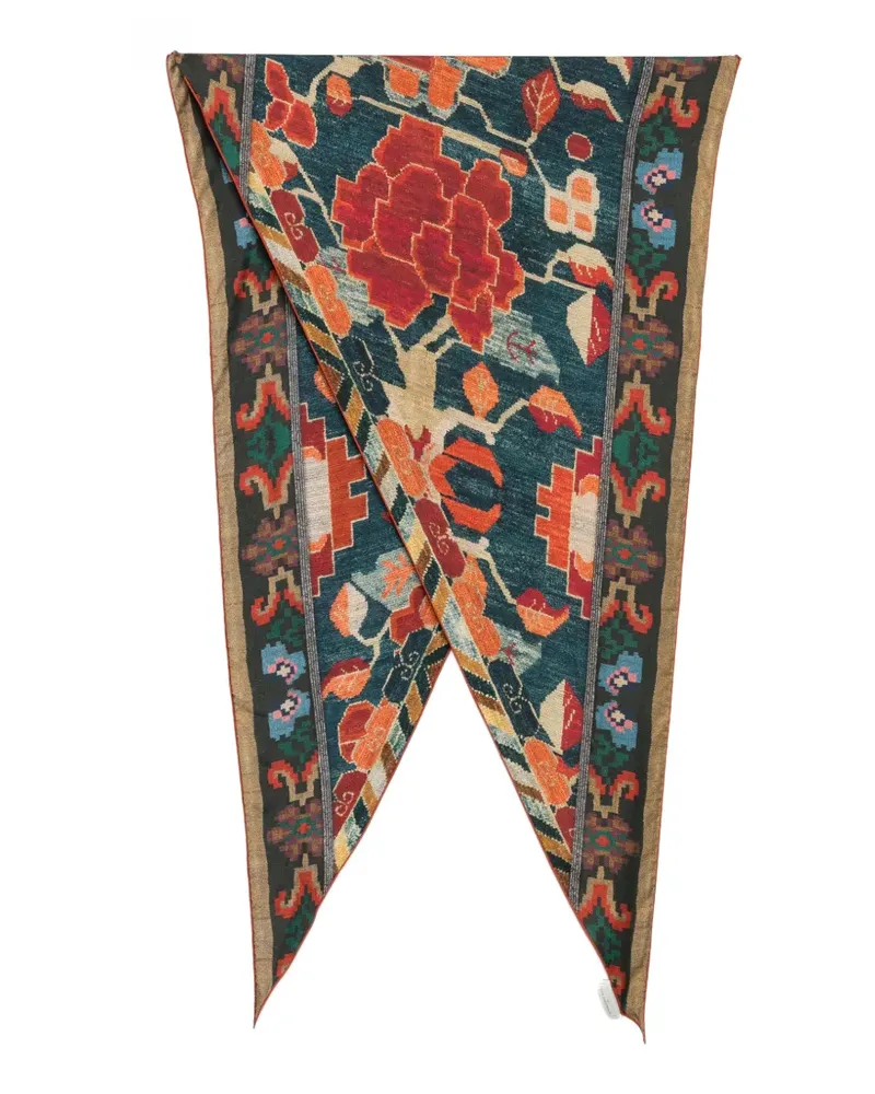 Pierre-Louis Mascia Geometrischer Schal mit Blumenprint - Rot Rot