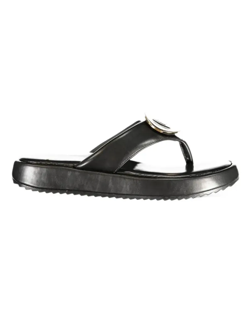 Laura Biagiotti Plateau-Sandalen mit Logo-Schild - Schwarz Schwarz