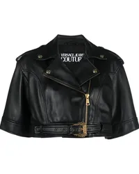 Versace Jeans Cropped-Jacke aus Leder Schwarz