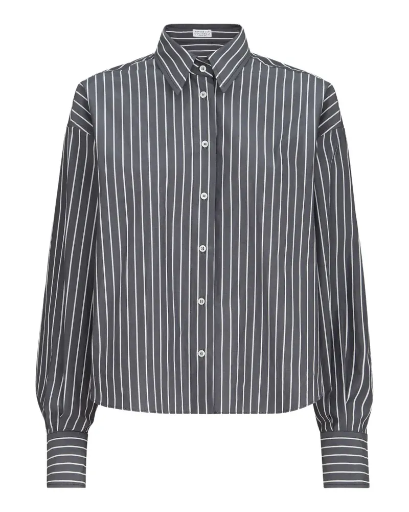 Brunello Cucinelli striped cotton poplin shirt - Grau Grau