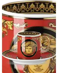 Versace Coin Medusa Espressotasse mit Untersetzer Rot