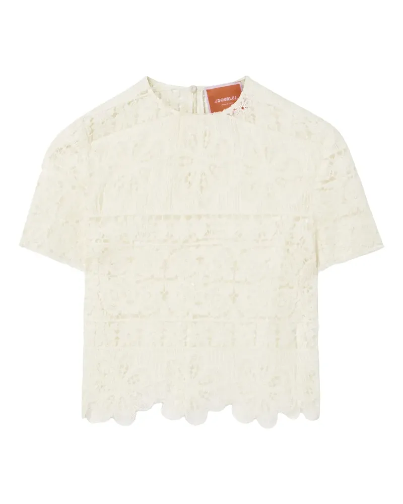 La DoubleJ Aria Cropped-Top mit Spitzenstickerei - Gelb Gelb