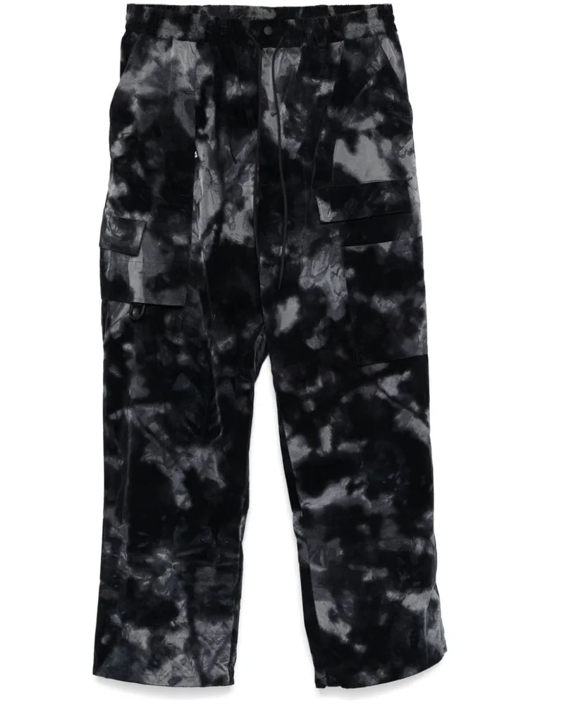 Y-3 Weite Hose mit abstraktem Print - Schwarz Schwarz