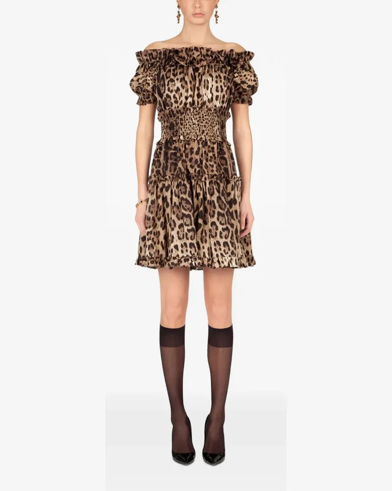Dolce & Gabbana Minikleid mit Leoparden-Print - Braun Braun