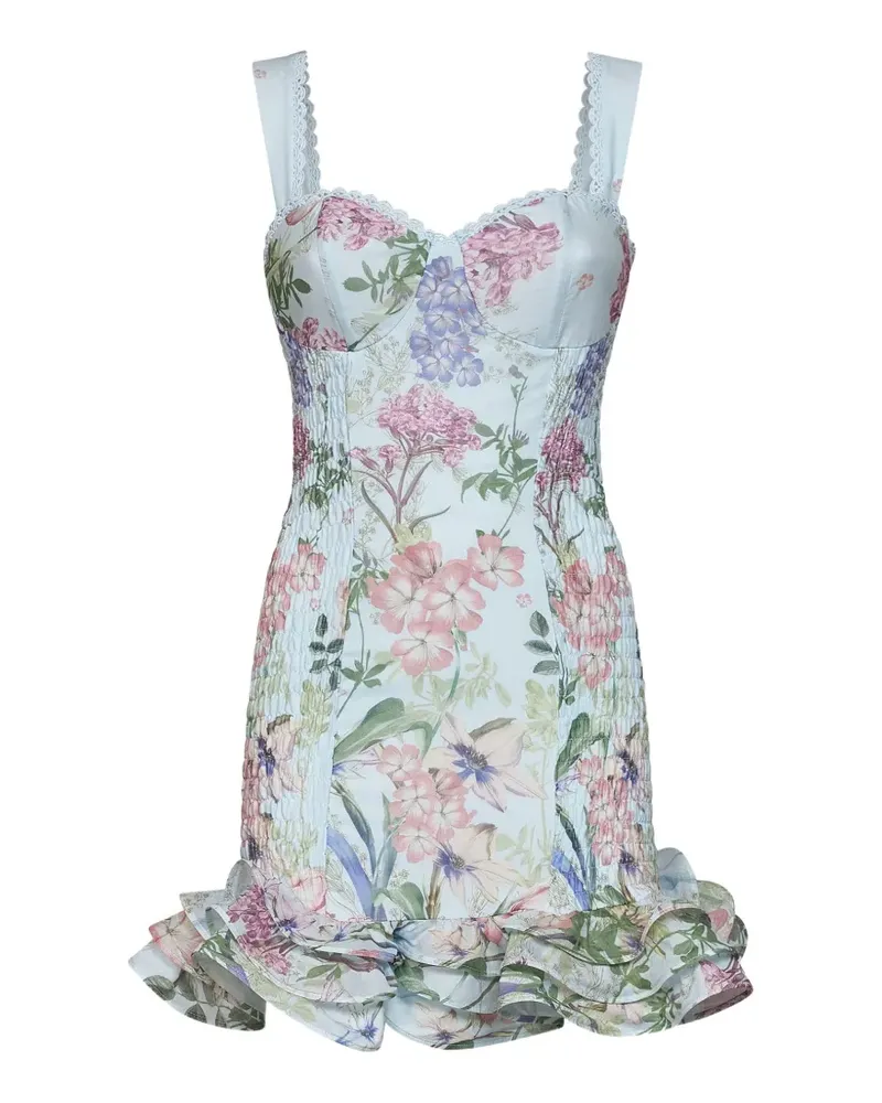 Charo Ruiz floral-print ruffled dress - Blau Blau