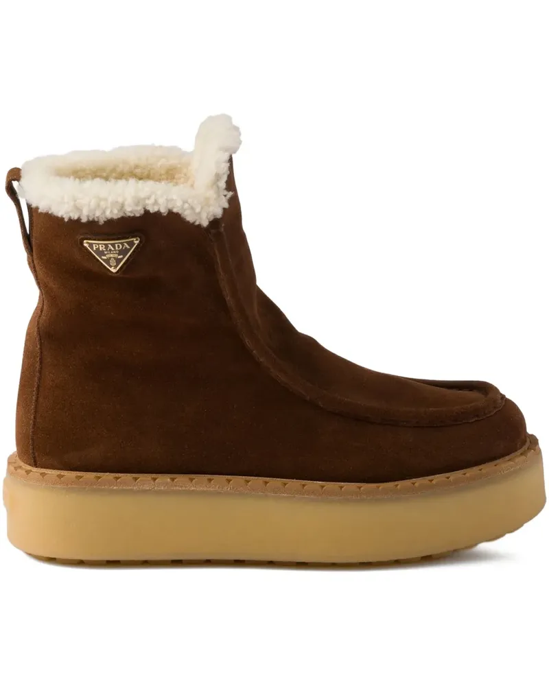 Prada Stiefel mit Shearlingbesatz - Braun Braun
