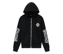 zip-fastening graphic-print hoodie - Schwarz