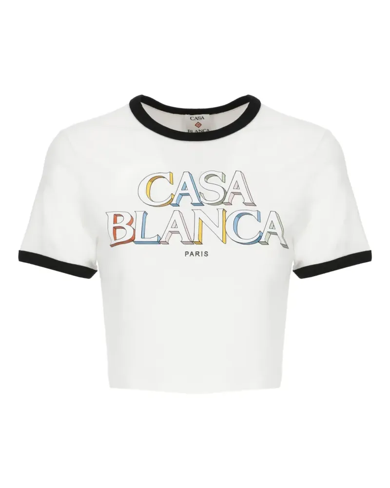 Casablanca Paris Cropped-T-Shirt mit Logo-Print - Weiß Weiß