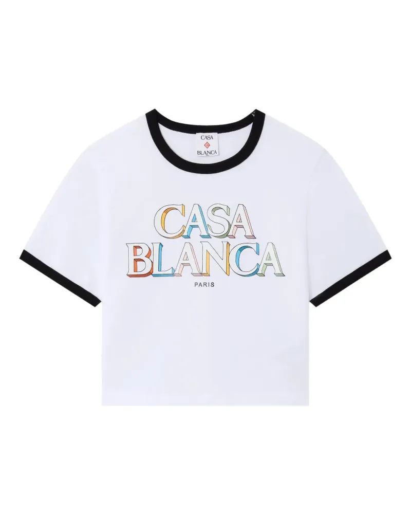 Casablanca Paris Cropped-T-Shirt mit Logo-Print - Weiß Weiß